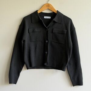 Primark Cares Black Cropped Knit Cardigan XS Button Front
